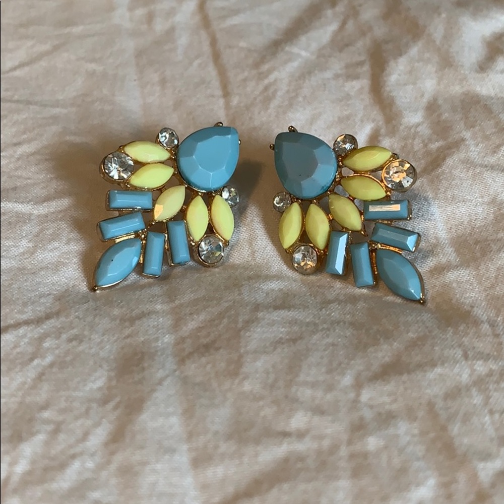 blue and yellow gem earrings